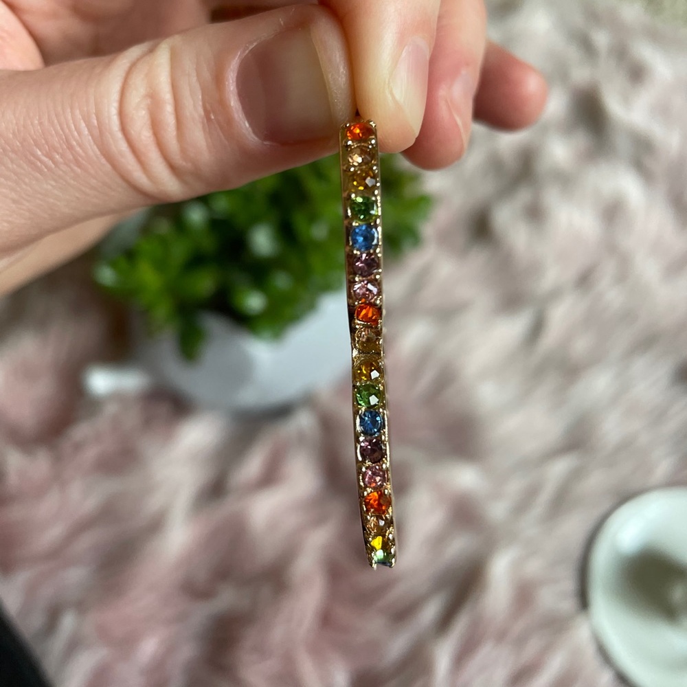 Multicolor Rhinestone Heart Statement Earrings - Picture 4 of 16